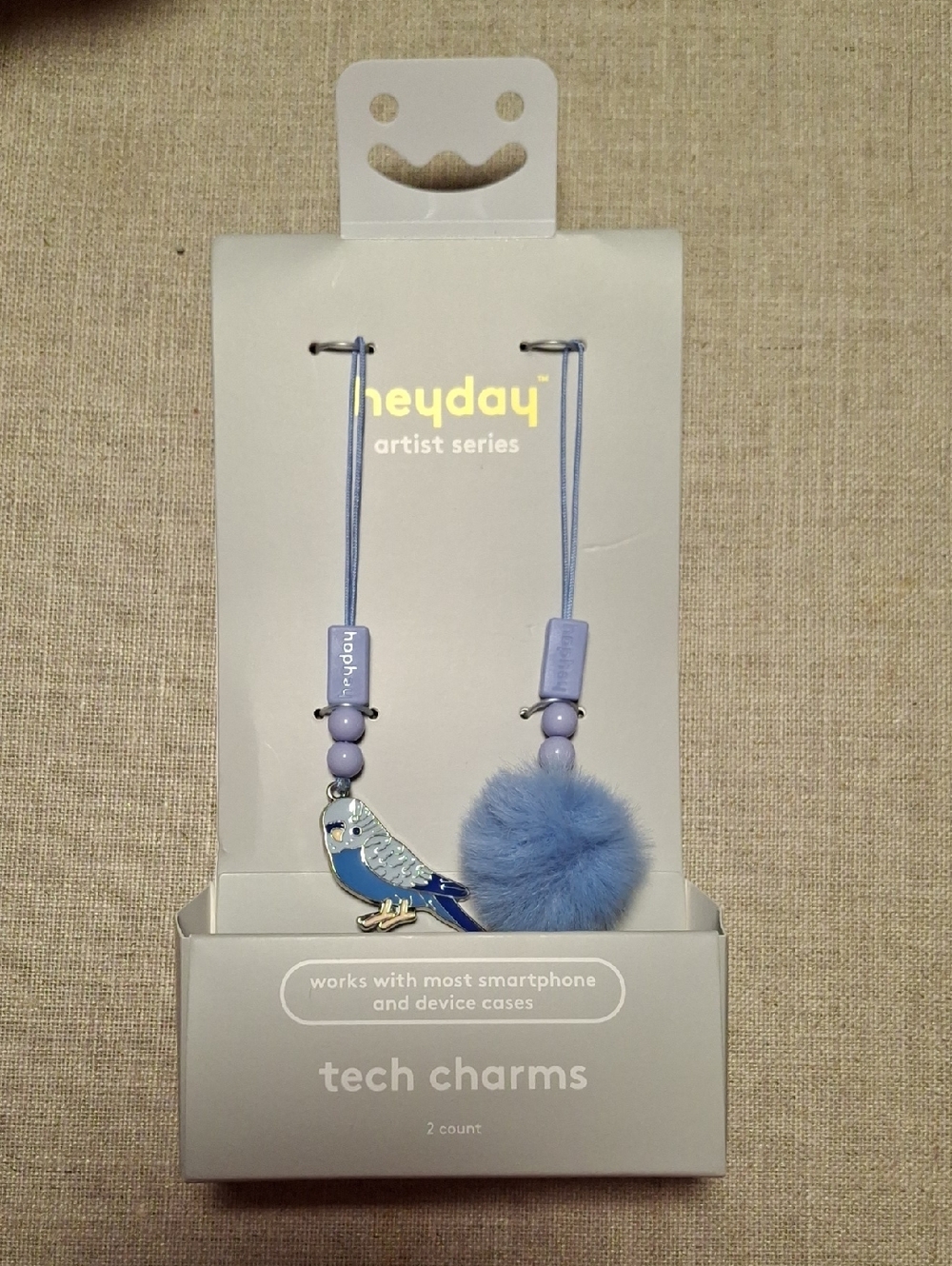 New heyday Light Blue Bird & Pom-Pom Tech Charms